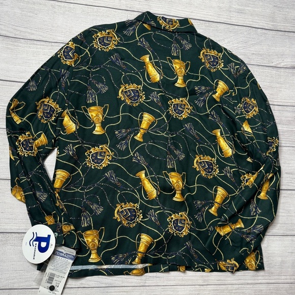 Pendleton Vintage Women’s Rayon Green‎ Gold Equestrian Blouse Size 14 Petite NWT - Picture 1 of 9